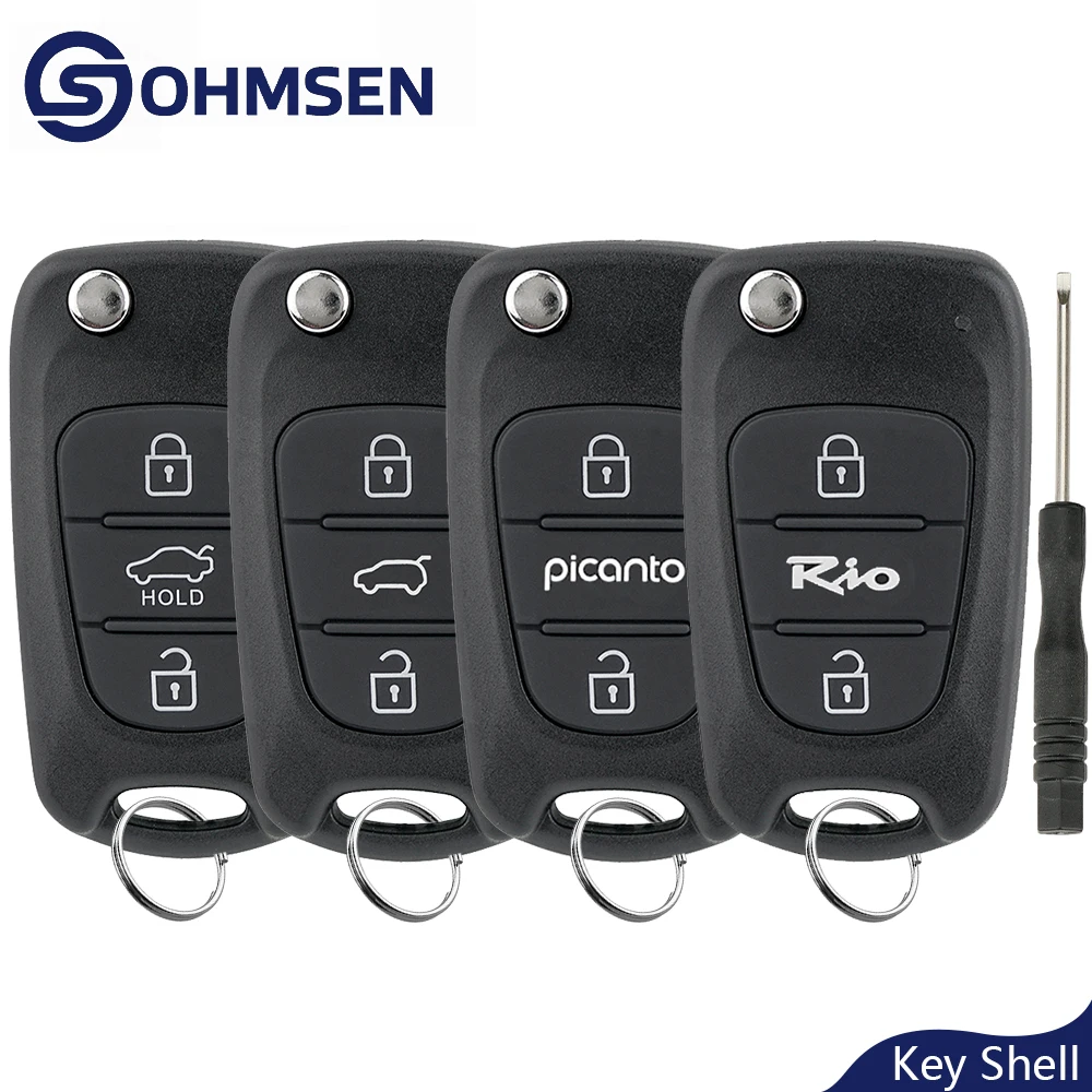 

OHMSEN Flip Remote Car Key Fob Shell Case 3 Button For Kia K2 K5 Rio 3 Picanto Ceed Cerato Sportage For Hyundai I20 I30 IX35 I35