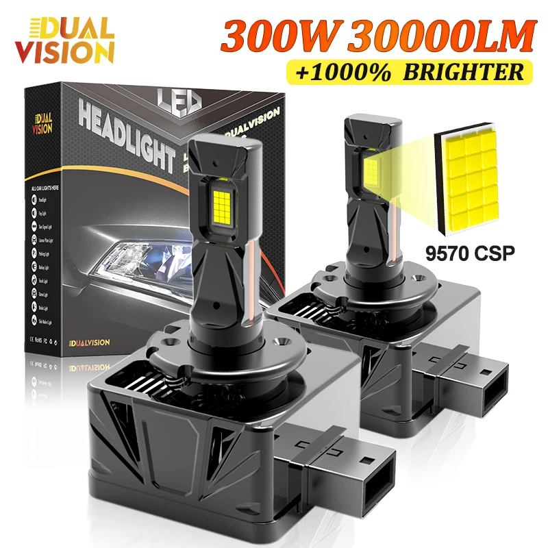 

D3S D1S LED Headlights Canbus HID D2S D4S D5S D8S D1R D2R D3R Turbo LED Two-sided CSP Chips 6000K Plug and Play Car Headlamp 12V