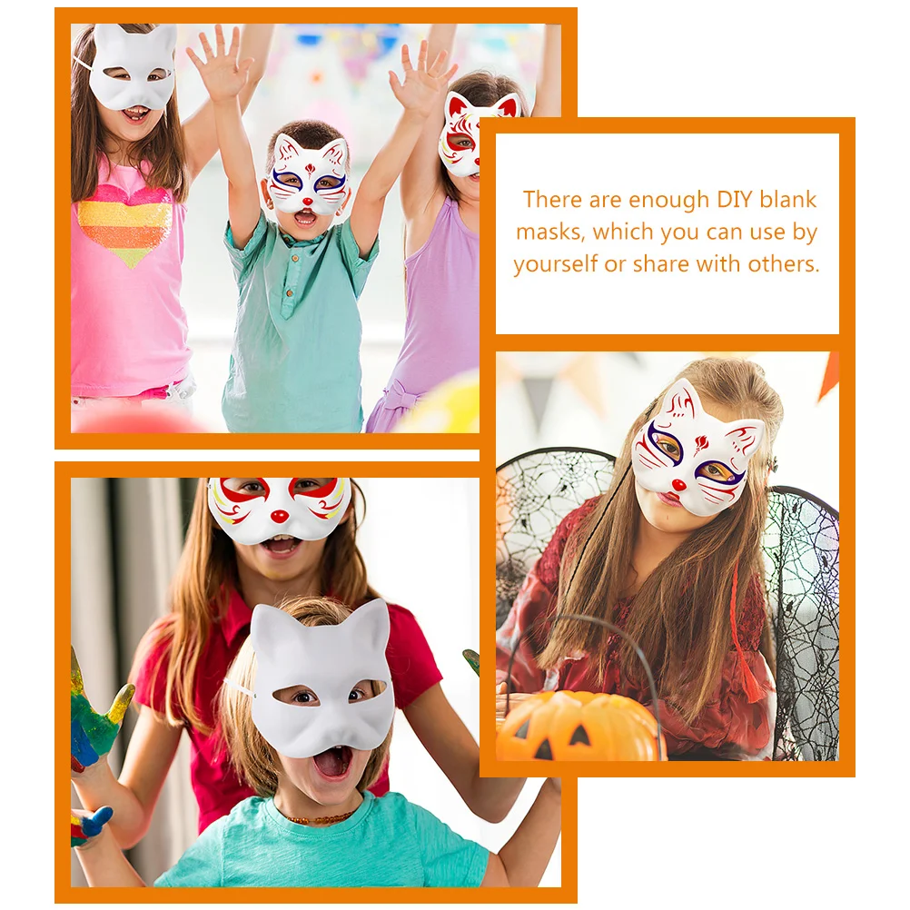 2 Pcs Halloween Mask DIY White Paper Blank Masks Paintable for Carnival Makeup Painting Child