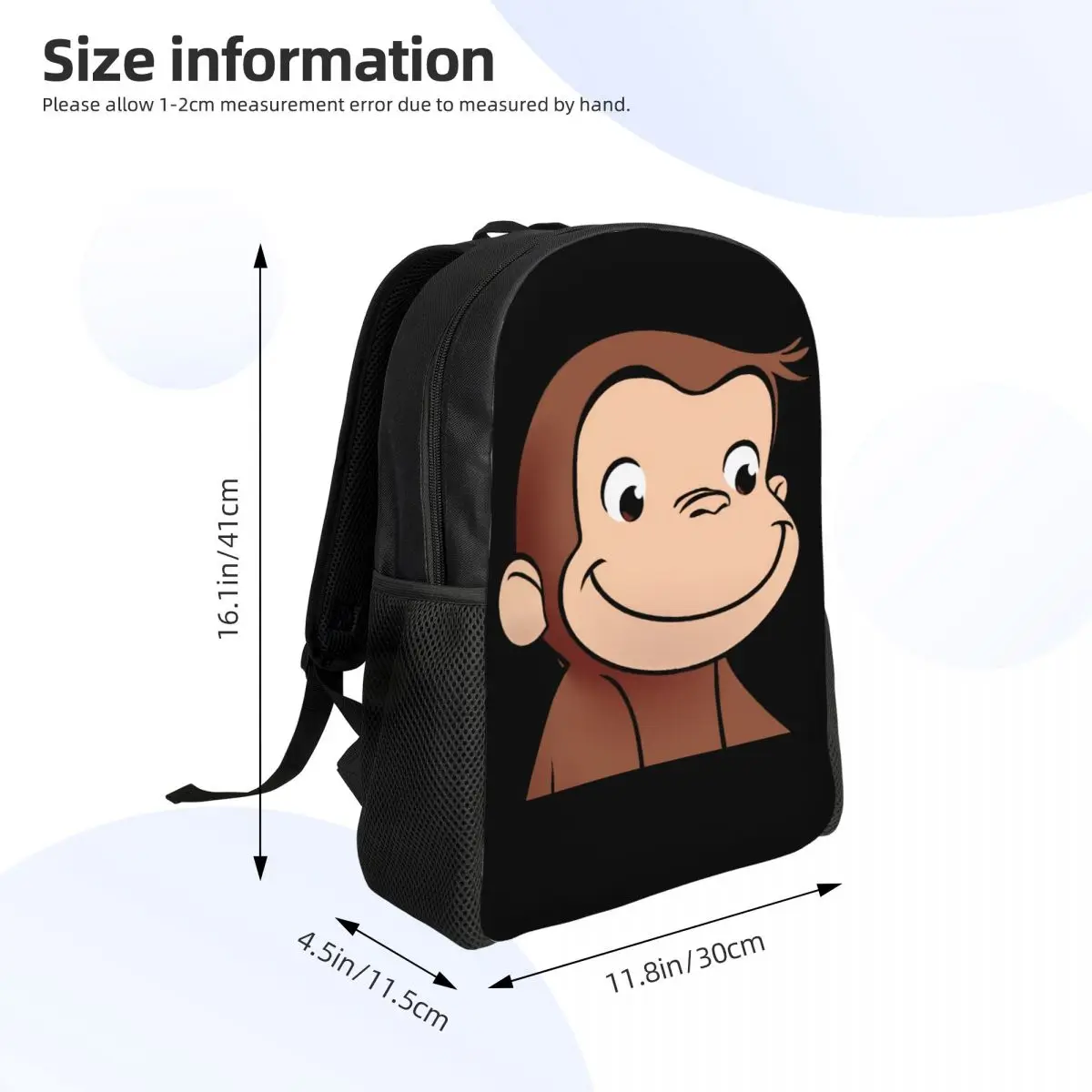 Curious George Children\'s Books Travel Backpack Women Men School Computer Bookbag Brown Monkey College Student Daypack Bags