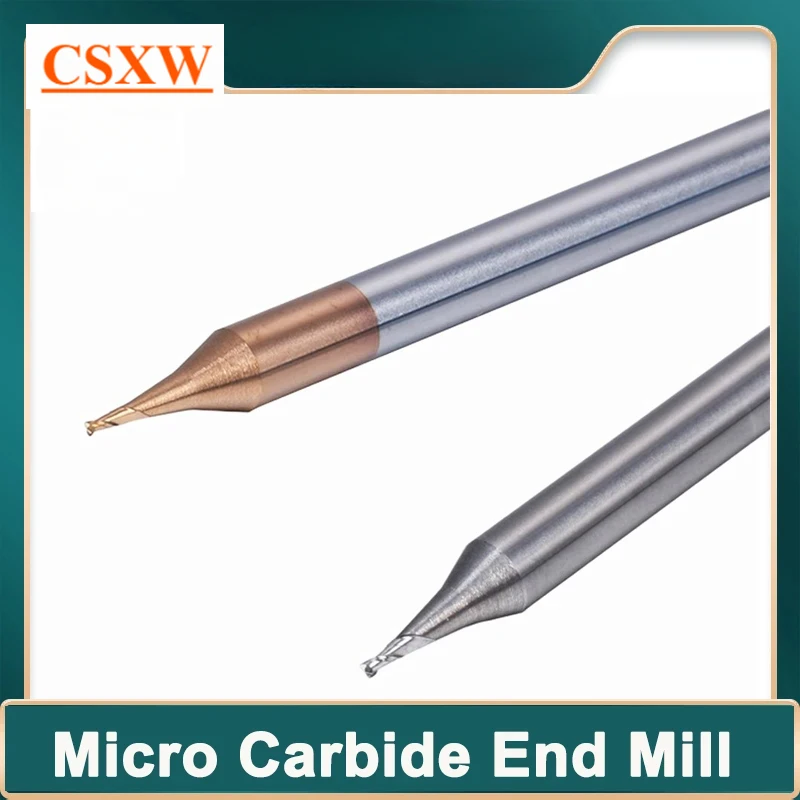 Micro Carbide End Mill HRC60 HRC55 2 Flutes 0.2-0.9mm TiAIN Micro Flat 4mm Shank Milling Cutter Mirco Carbide CNC Engraving