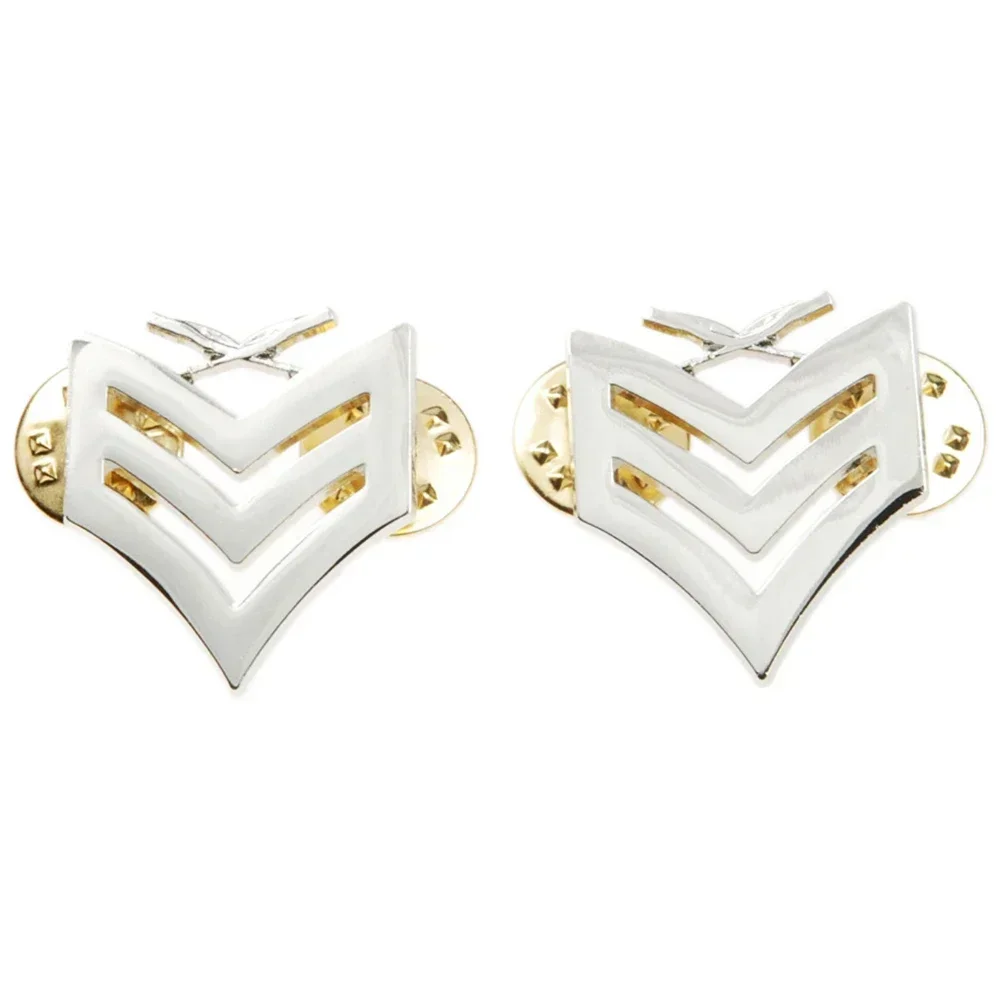 

PAIR US USMC BADGE MARINE CORPS INSIGNIA SERGEANT RANK METAL PIN SILVER