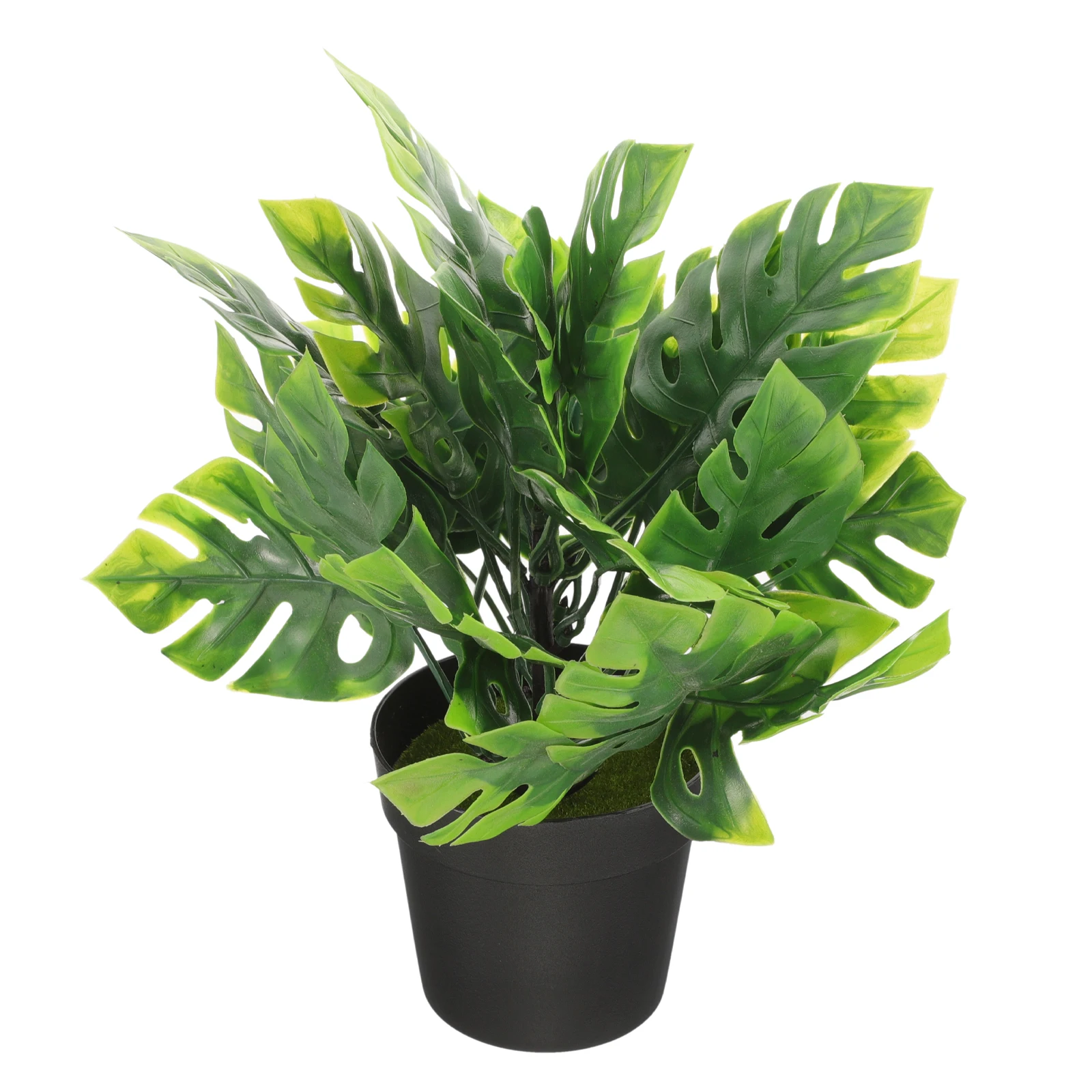 

Mini Fake Monstera Bonsai Artificial Plants Indoor Potted Plant Decor for Office Home Kitchen Bathroom Green Faux Ferns