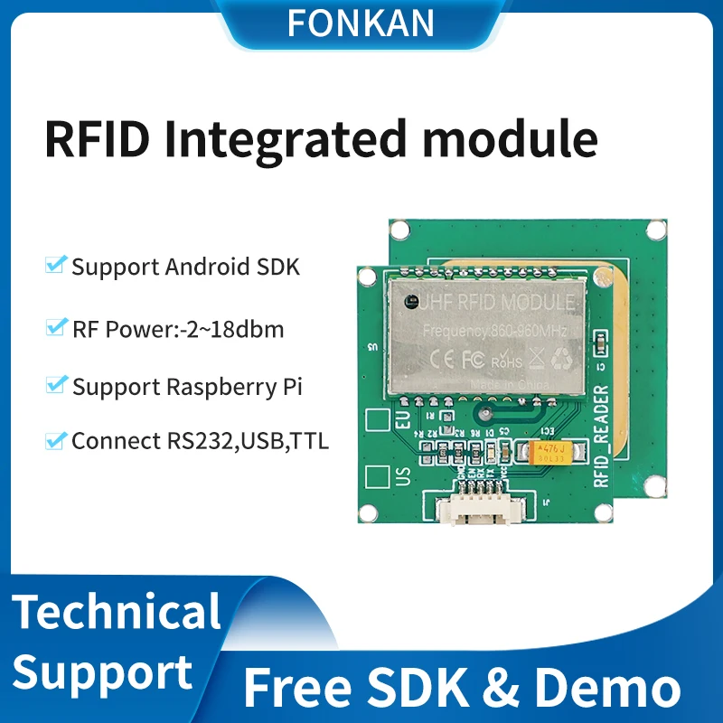 Made In China 35*35mm 1dbi Antenna Integrated 868-928mhz All-in-one UHF RFID Module