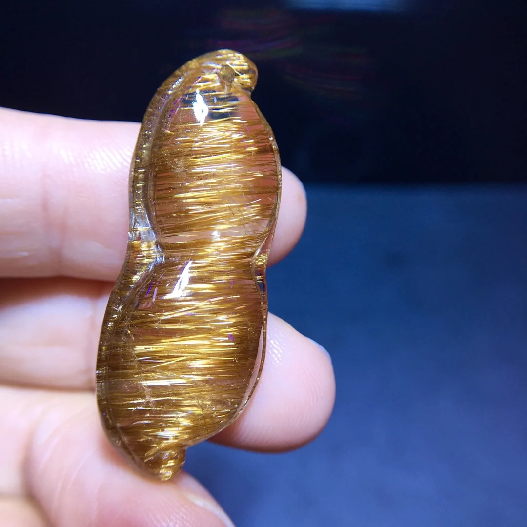 النحاس الطبيعي Rutilated قلادة كوارتز مستطيل Rutilated الكوارتز 36.7/15.4/9.6 مللي متر الرجال النساء البرازيل AAAAAAA #4