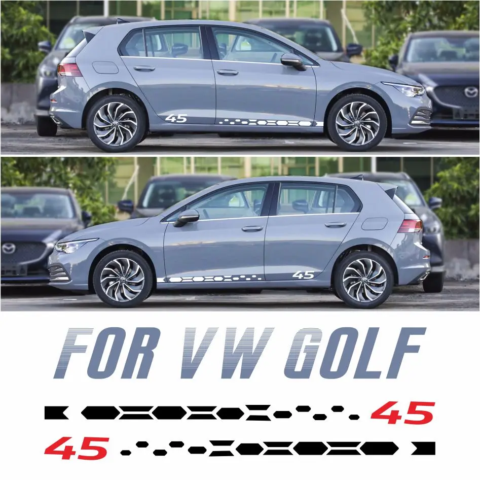 

2 Pcs Door Side Stripes Sticker Carbon Fiber Vinyl Graphics Decal For VW Golf 8 MK8 GTI Clubsport 45 GTD GTE R Line Estate