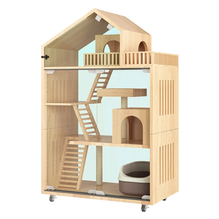 

Wholesale Factory Customization Durable Wood Pet Cat House Bed Wooden Pet Cat House For Cats