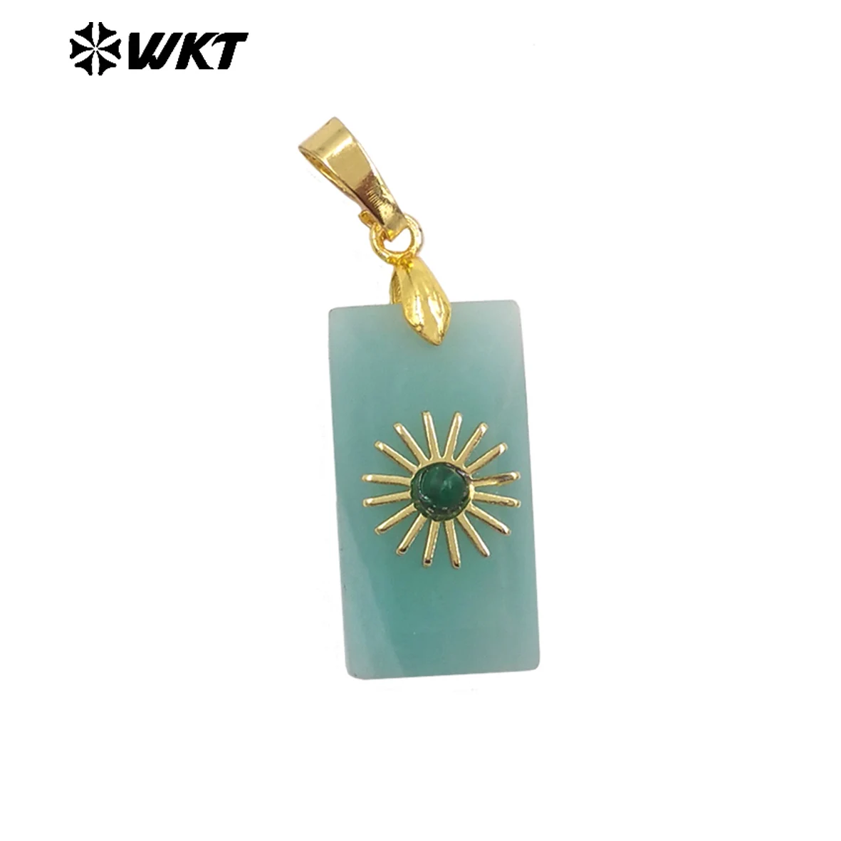 

WT-P2011 Модные популярные прямоугольные натуральные драгоценные камни, позолоченный набор в маленьком каменном кулоне для ожерелья, подвески ручной работы