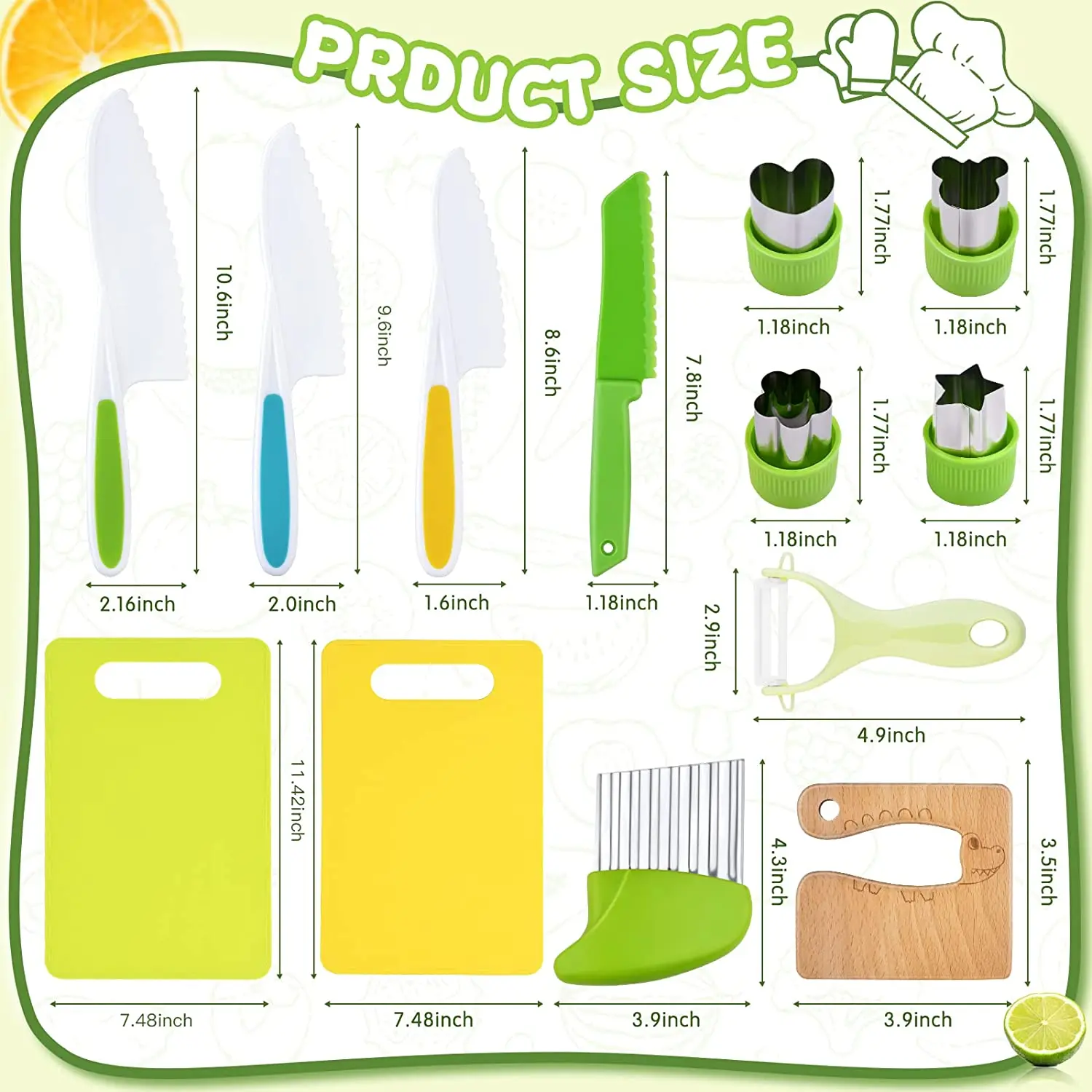 13 PCs Montessori Kitchen Tools for Toddlers-Kids Cooking Sets Real-Toddler Safe Knives Set for Real Cooking image 6