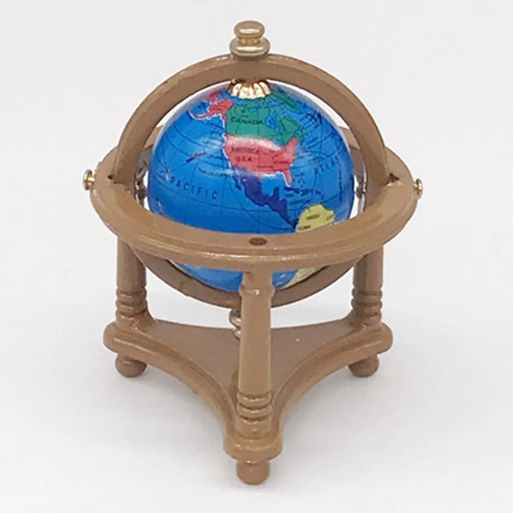 1/12 Scale Dollhouse World Globe with Wooden Stand, Mini Globe Dollhouse for Doll House Desktop Display Decoration White