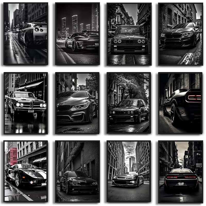 Modern Car Series Evolution M3 M4 Poster Black Luxury Racing Car Canvas Painting Wall Picture for Living Room Home Decoration