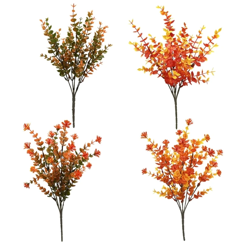 

12Pcs Faux Fall Leaves Stems for Home Decoration Eucalyptuses Branches Ornament