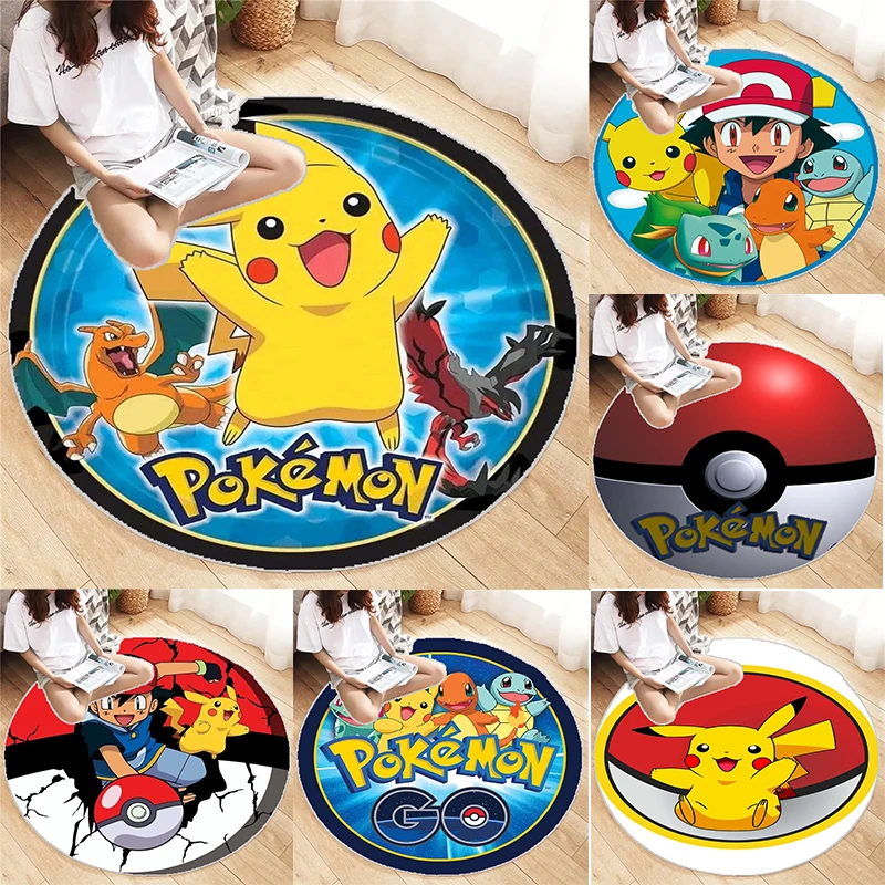 

Круглый ковер MINOSO с тематикой покемонов Пикачу Чаризард Эш Кетчум узоры красочный фон дизайн ковер для гостиной
