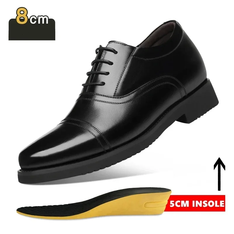 Chaussures formelles à élévateur pour hommes, chaussures provoqué Oxfords, chaussures d'affaires classiques, chaussures de luxe trempées, recommandé pour augmenter, 3 cm, 6/8 cm