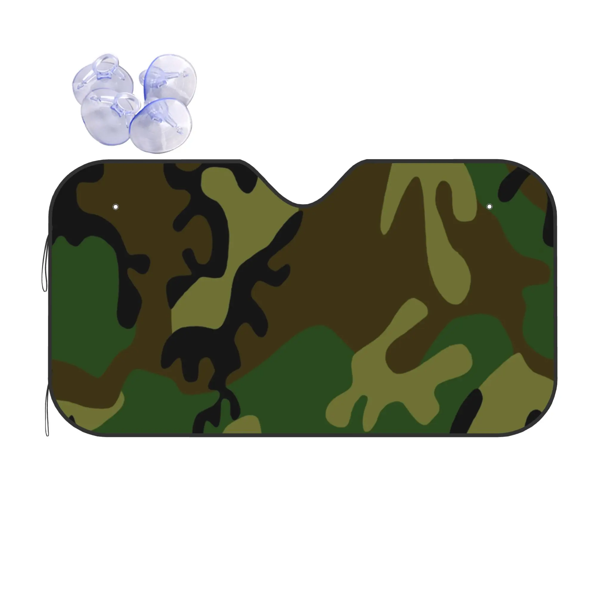 Woodland Camo Pattern Camouflage Car Front Windshield Sun Visor Heat Insulation  UV Protection Portable Aluminum Foil Auto Visor