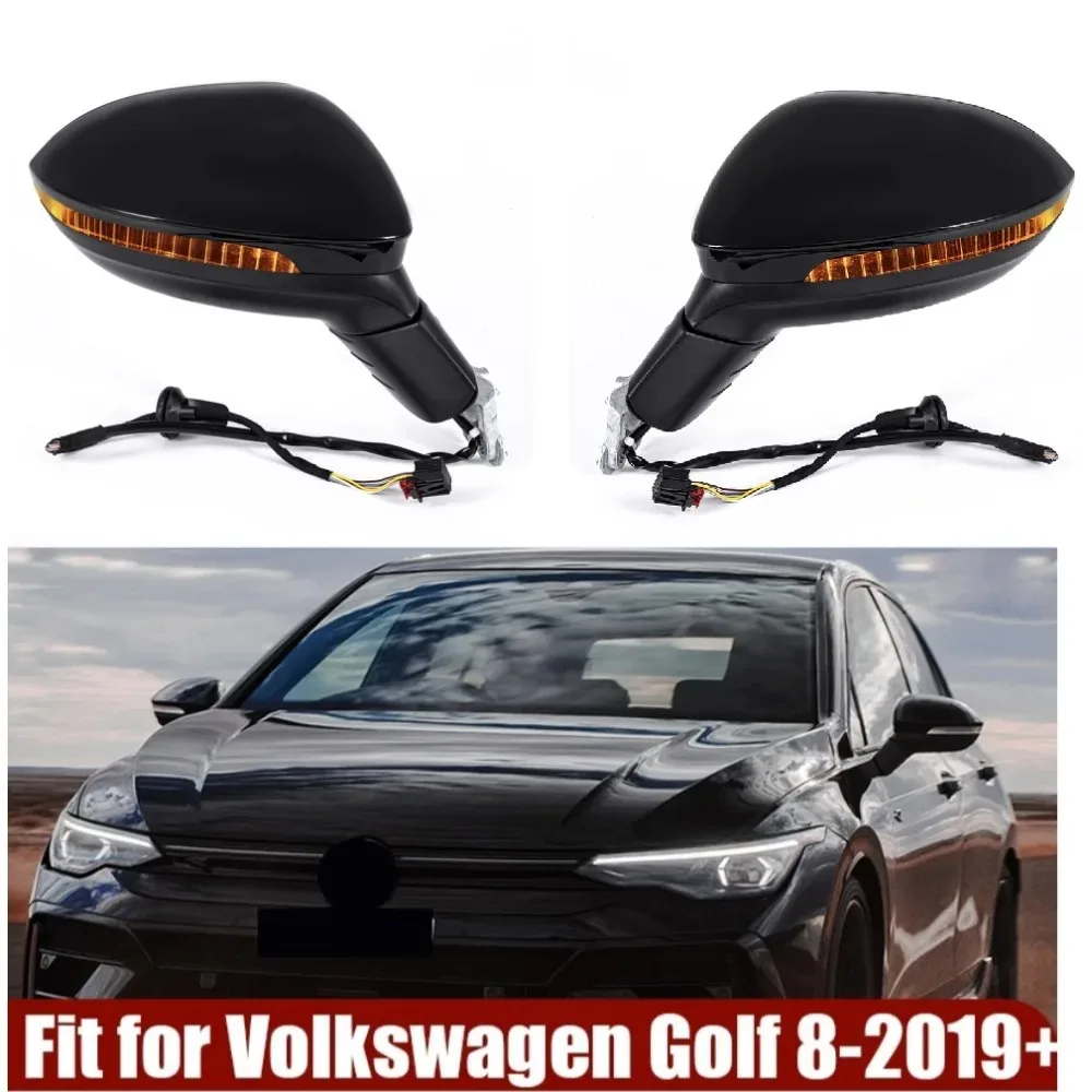 6 Pin Rear View Mirror Parts For Vw Golf Mk8 2020+ Left Passenger Electric Wing Mirror Heated Manual Folding  Mirror Assembly
