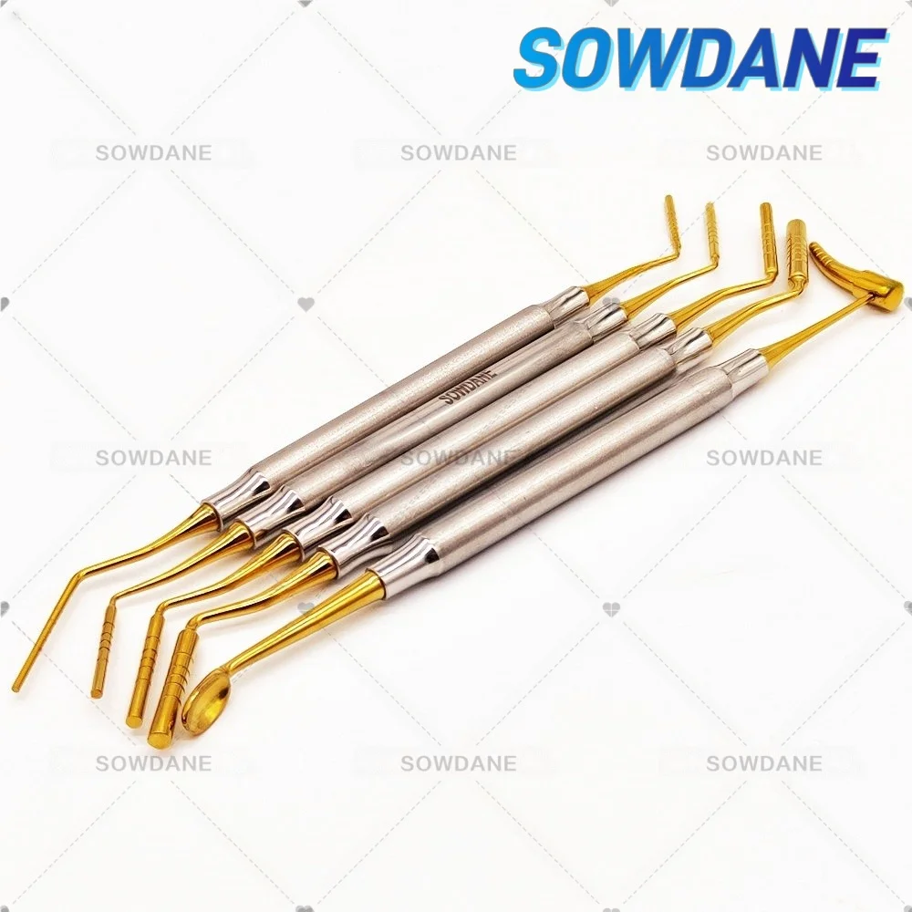 التيتانيوم المغلفة ملعقة الأسنان حشو أداة طبيب الأسنان زرع أداة الأسنان العظام مسحوق ملء أداة العظام الكسب غير المشروع مجموعة ترميم #6