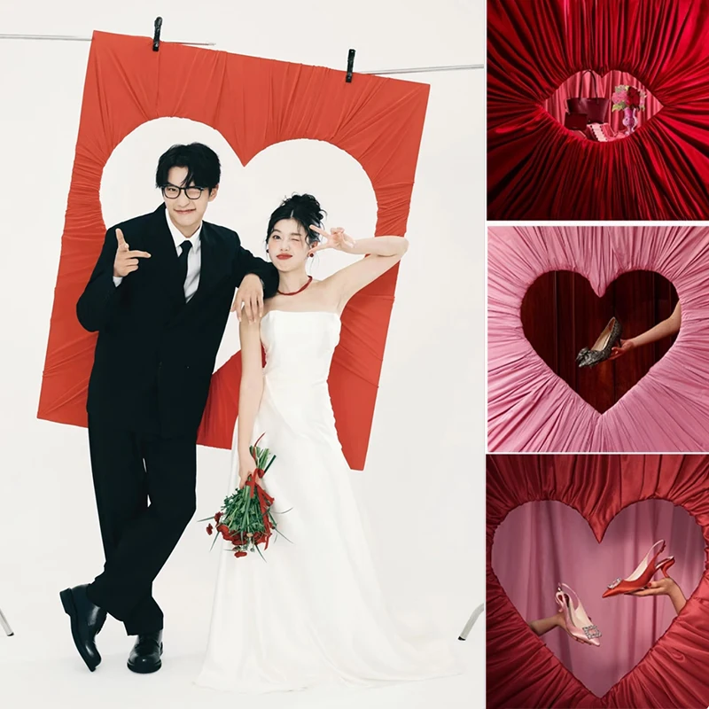 Hollow love board background wall cloth surface photo area clock in point party layout display activities decorative scenic