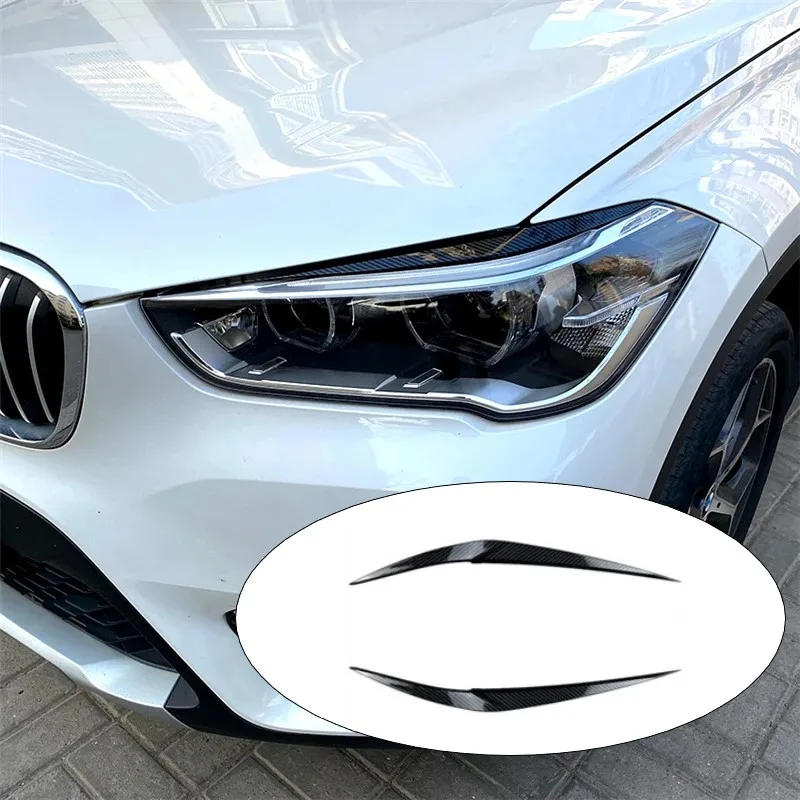 

Для BMW X1 F48 F49 2016-2022 автомобильные передние фары, полоски для отделки бровей и век, внешние аксессуары, цветные наклейки из углеродного волокна