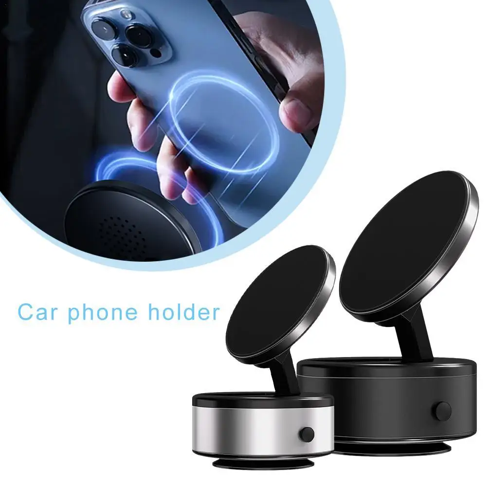 Magnetic Vacuum Suction Cup Phone Holder 360° Rotation Magnetic Car Phone Holder Dashboard Navigation Phone Mount Standing