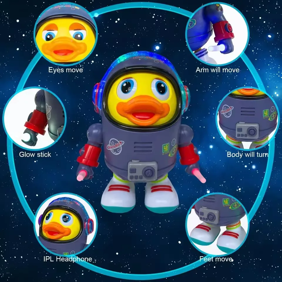 Brinquedo do pato do bebê brinquedo interativo musical elétrico com luzes e sons dança robô espaço elementos para bebês crianças presentes