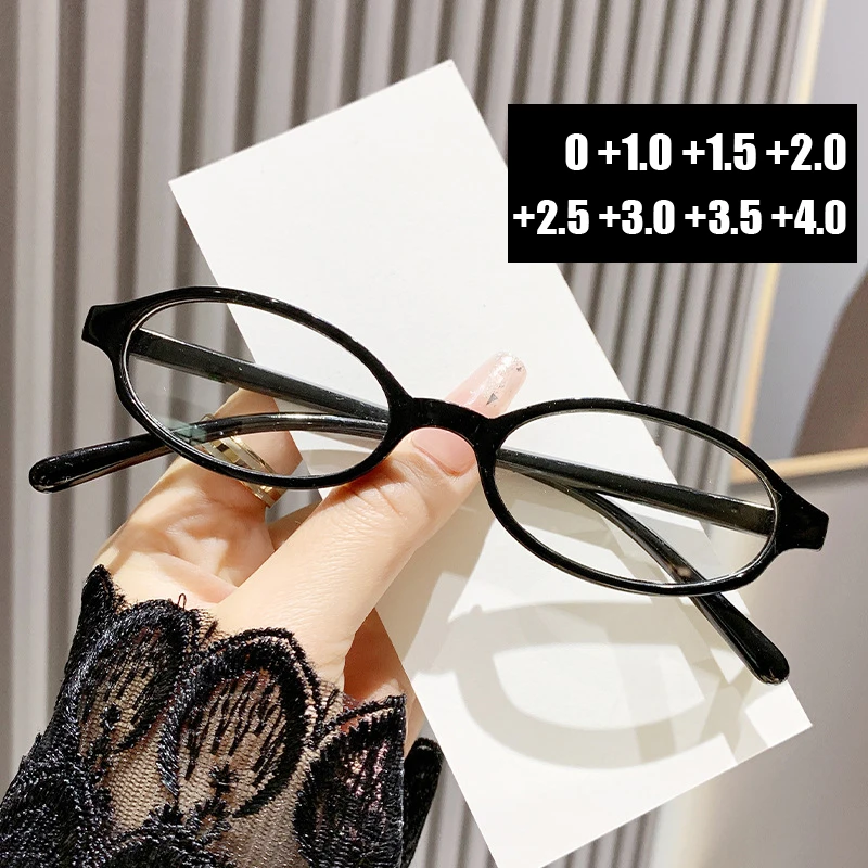 Vintage Oval Small Frame Reading Glasses Unisex Ladies Anti Blue Light Presbyopia Eyeglasses Finished Hyperopia Eyewear Diopter