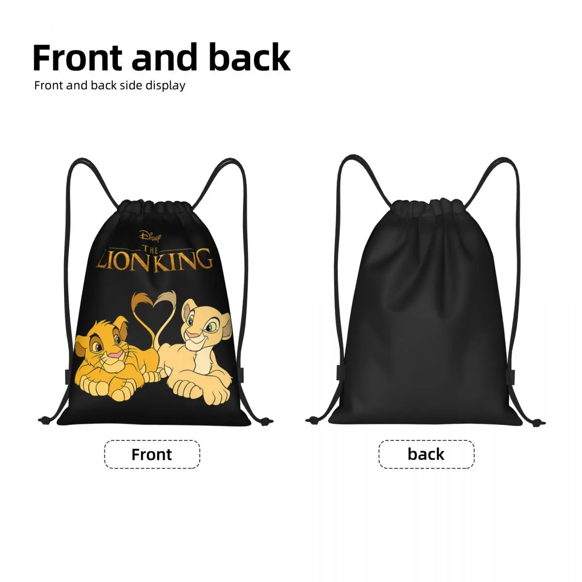 Personalizzato The Lion King Simba e Nala zaino con coulisse borse uomo donna leggero palestra sport Sacks Sacks per l\'allenamento