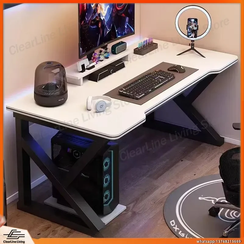Gaming Desk with RGB LED Lights Ergonomic Adjustable Height L-Shaped Computer Desk for Esports Setup Home Office Study Room