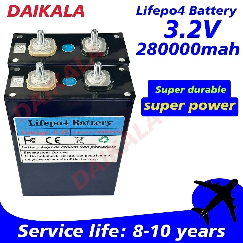 

3.2V 280AH LiFePO4 Battery Rechargeable Cells for Solar Energy DIY Lithium Battery Pack Home Power 12V in Stock