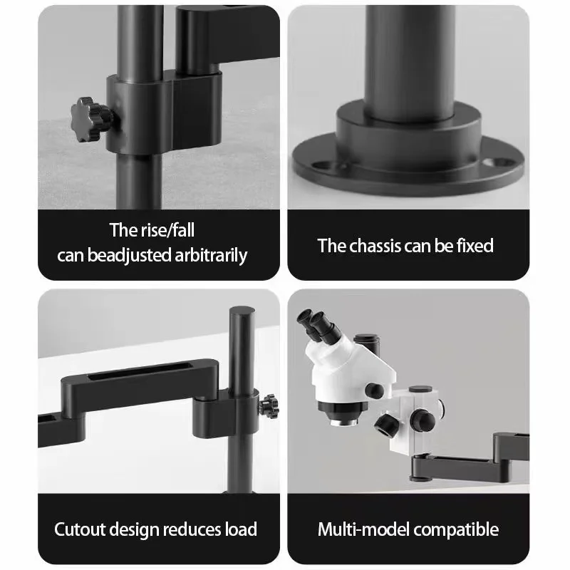 Microscope Swing Arm Metal Bracket 360 Degree Fixedable FoldableUniversal Telescopic Holder for Microscope Holding