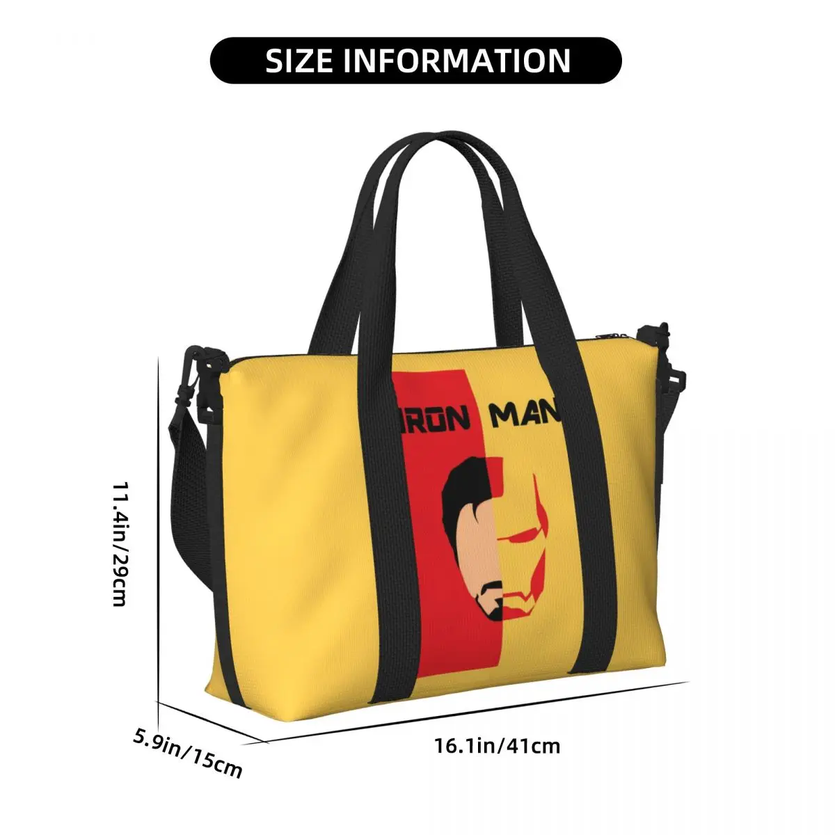 Custom Grote Iron Man Held Draagtas Voor Vrouwen Superheld Schouder Shopper Gym Strand Reistas