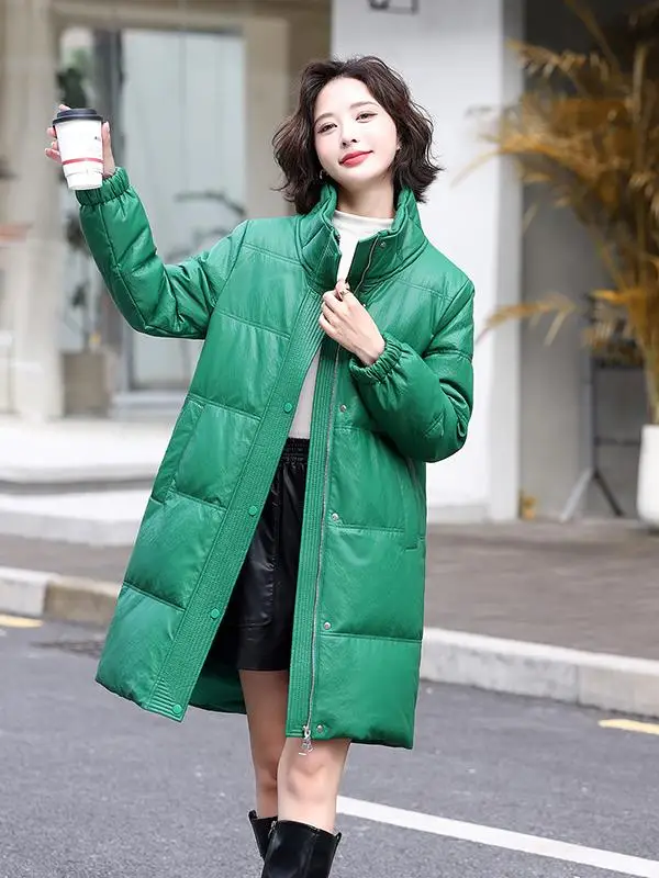 2025年冬新作 Thiened 本革ダウンジャケット レディース ミドル丈 ルーズ シープスキンファーコート 暖かい通勤用