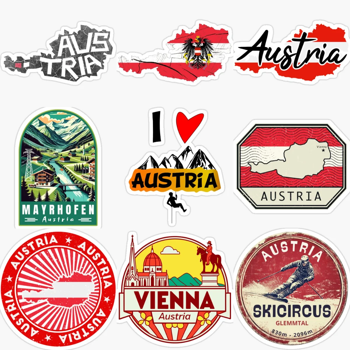 

Austria Flag Map Eagle Emblem Creative PVC Stickers for Car Bicycle Truck Helmet Window Fridge Wall Decoration Accessories