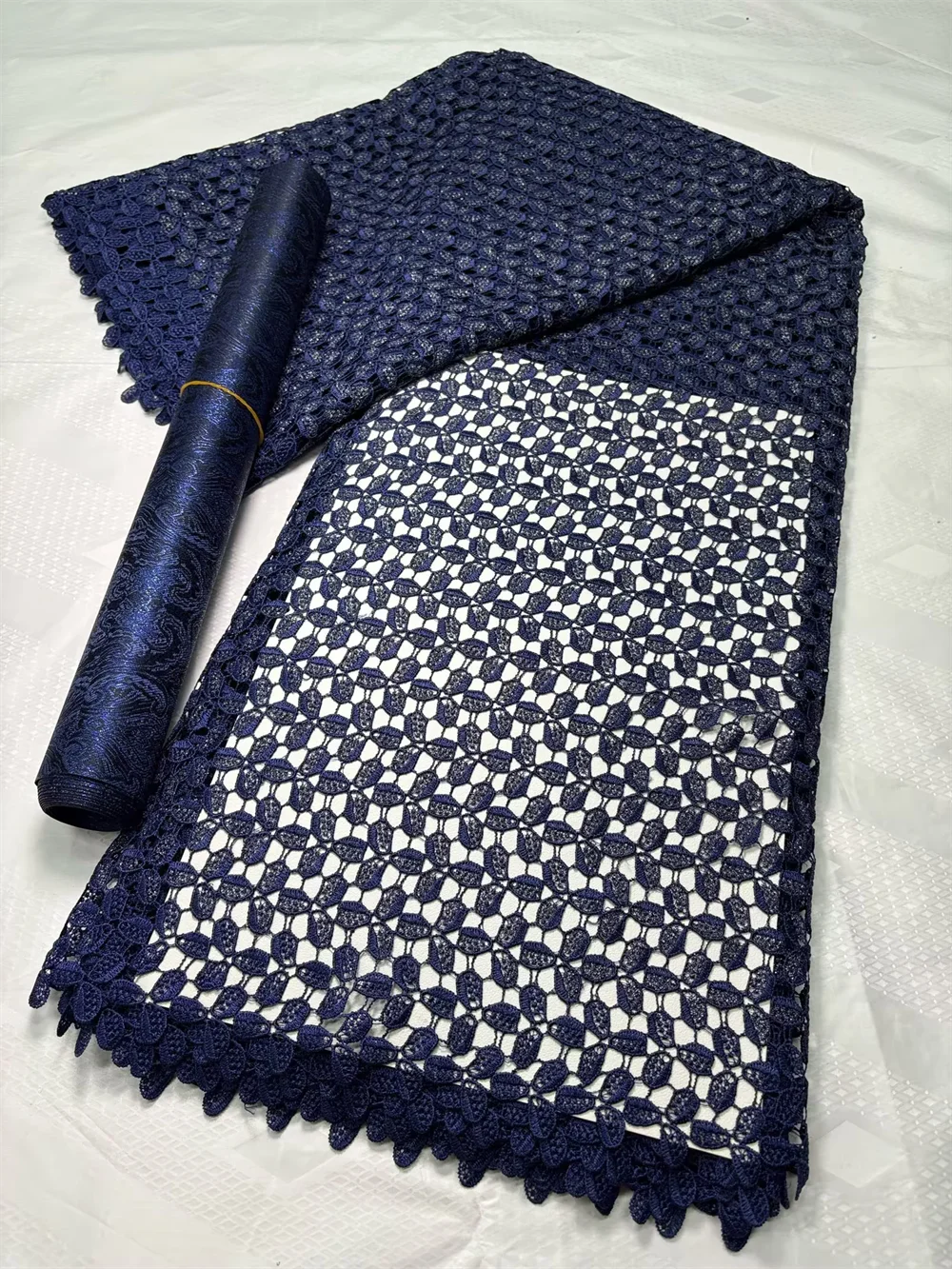 New Highest Quality Soft Hand Cut The Hole Water Soluble Lace Fabric Original African With 3D Sego Hayes Headtie 2Pcs Wrap Sew
