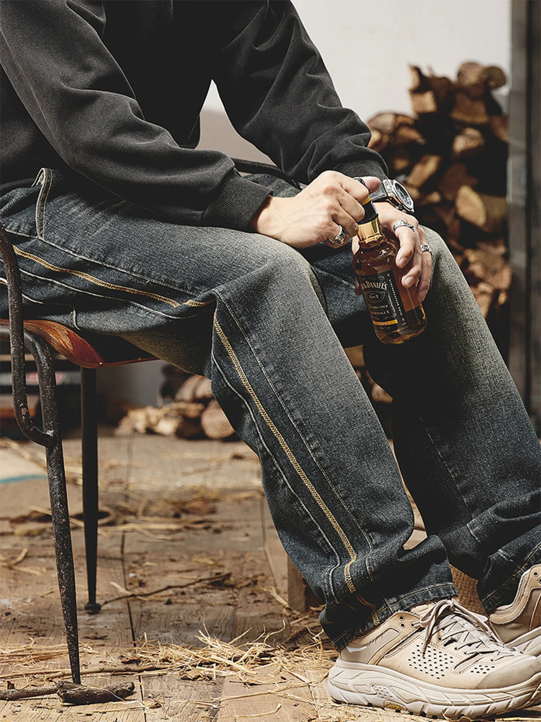 

Retro American Denim Jeans Men's Loose Straight Leg Versatile Wide Leg High Street Trend Casual Pants Spring Autumn New Sle