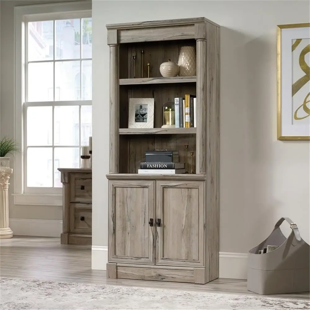 Engineered Wood And Metal 3-Shelf Bookcase In Split Oak, Customized