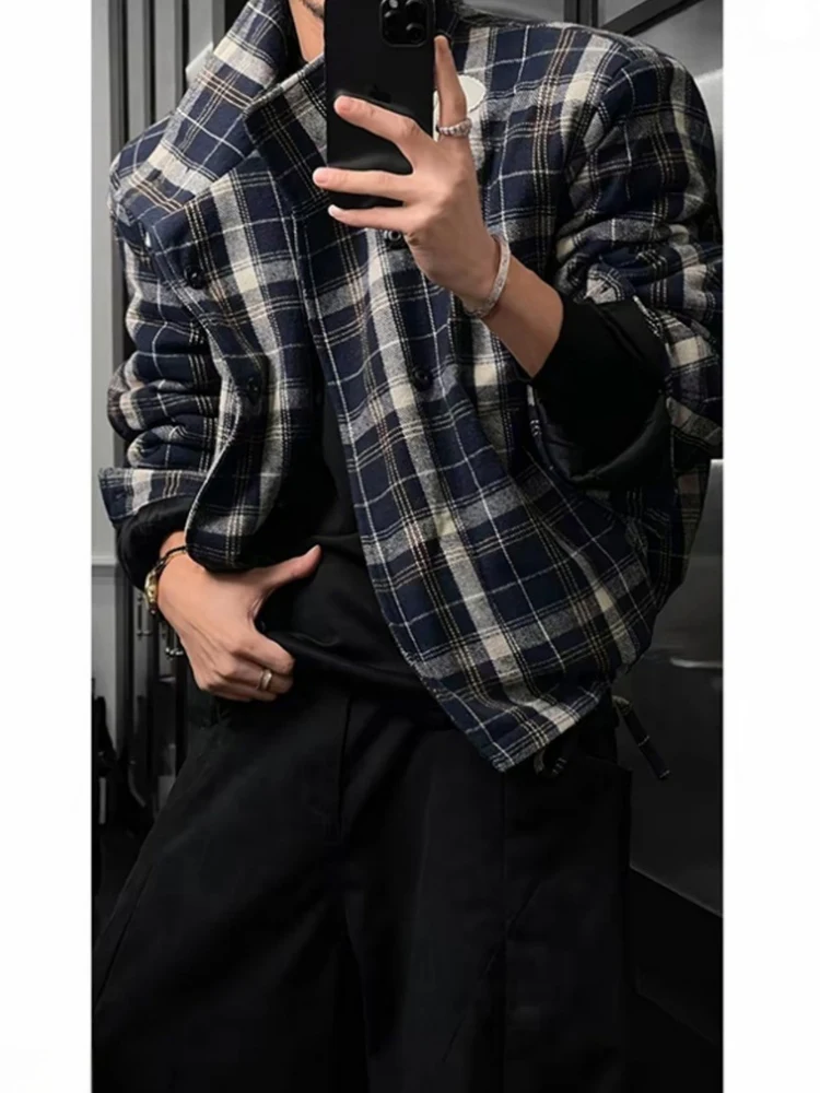 

Утепленная хлопковая куртка в клетку для мужчин, двусторонняя, зимняя, теплая, роскошная, легкая, молодежная, модная, для активного отдыха и повседневной носки