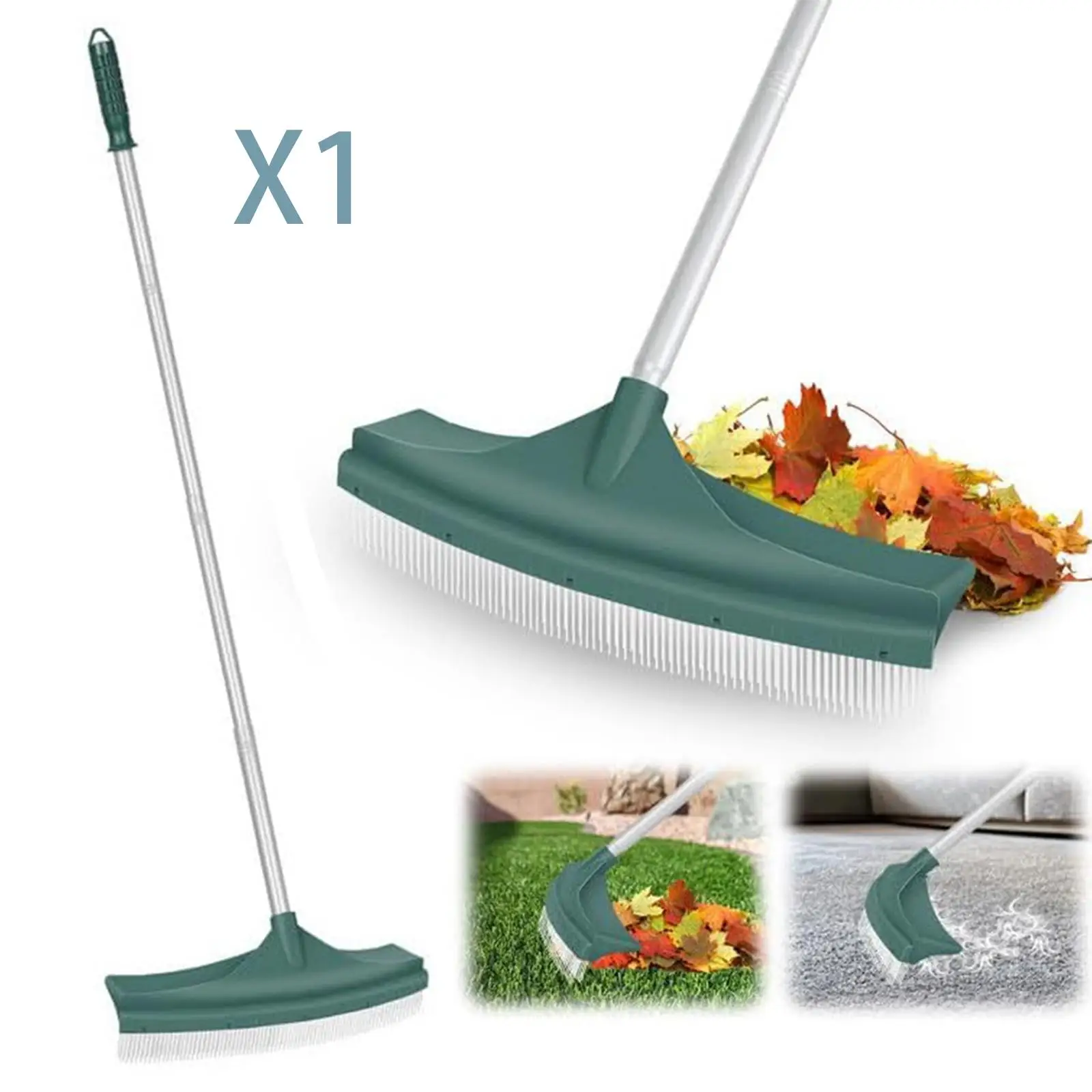 

Turf Brush Rake Adjustable Handle Durable Landscaping Tool for Garden Leaves Rakes and Outdoor Cleaning