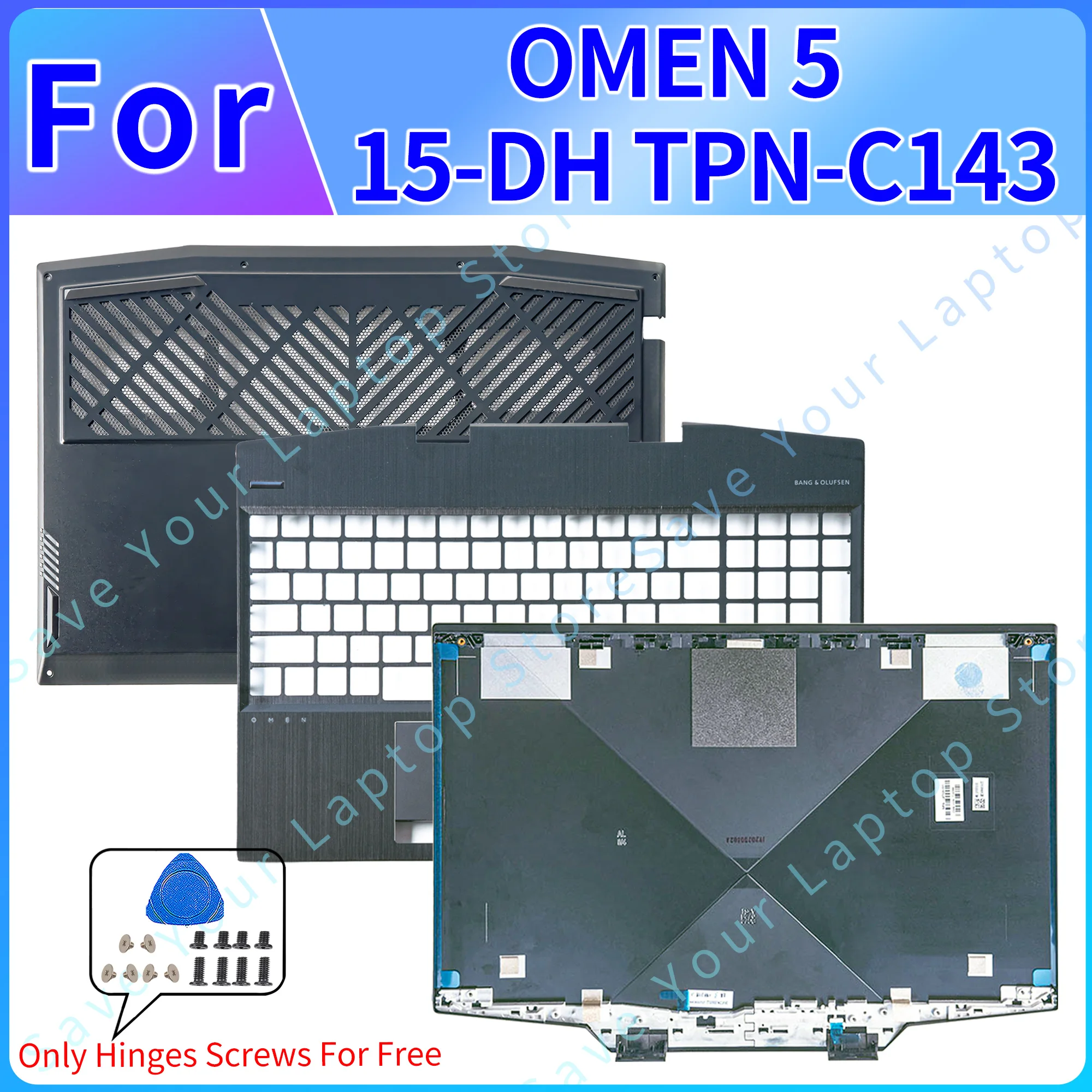 NEW Laptop Case For HP OMEN 5 15-DH TPN-C143 LCD Back Cover Front Bezel Palmrest Lower Bottom Case L57320-001 Black 15.6 Inch