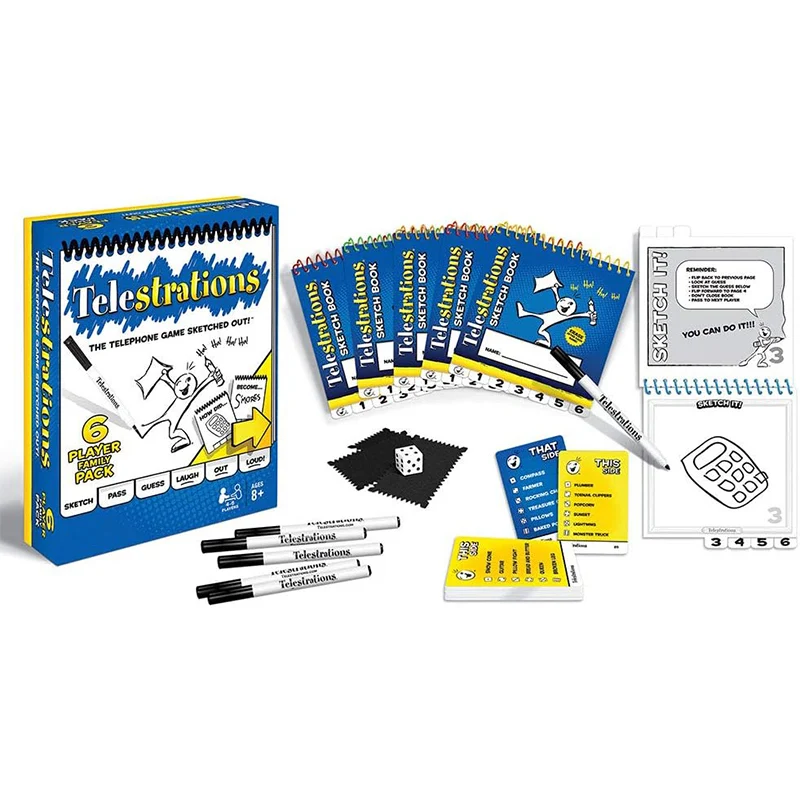 Telestrations Board Game - Telephone Game - Fun Family Drawing Game for Kids and Adults