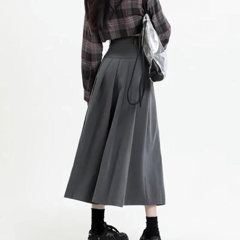 S-5XL Skirts Women Chic College All-match Autumn Basic Midi Popular Korean Style Fashion Ladies Clothing Pleated Faldas Vintage