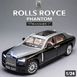 Rolls-Royce Phantom Zinc Alloy Diecast Car Model para crianças, brinquedo de metal simulado, Pull Back, coleção, presentes, coleção, 1:24