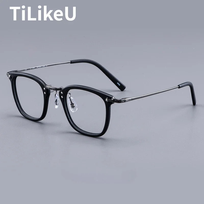 Luxury Designer Retro Oval Square Eyeglasses High Quality Handmade Titanium Acetate Men Women Prescription Optical Glasses Frame