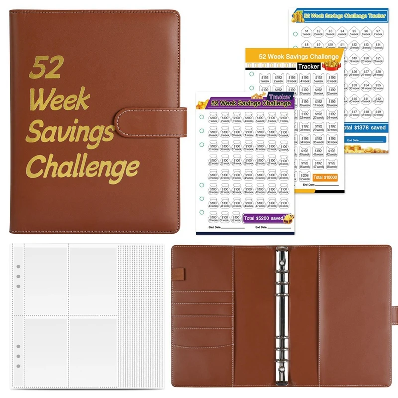 

NEW-52 Week Money Saving Challenge Binder With Cash Envelopes For Saving, A5 Budget Binder Savings Challenges Book