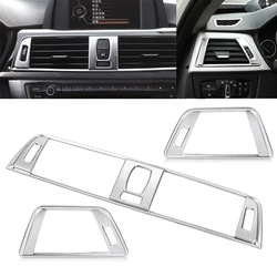 beler 3pcs set Silver Chrome Dashboard Air Vent Cover Trim Car Styling Decorations Fit for BMW 3 Series F30 2013 2014 2015 2016