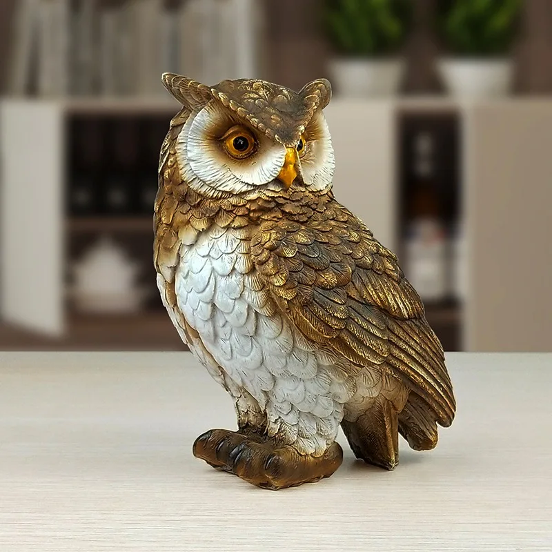 Arts and Crafts Cute Decoration Owl Shaped Resin Desktop Realistic Indoor Garden Statue Decoration Outdoor Home Decor view 3