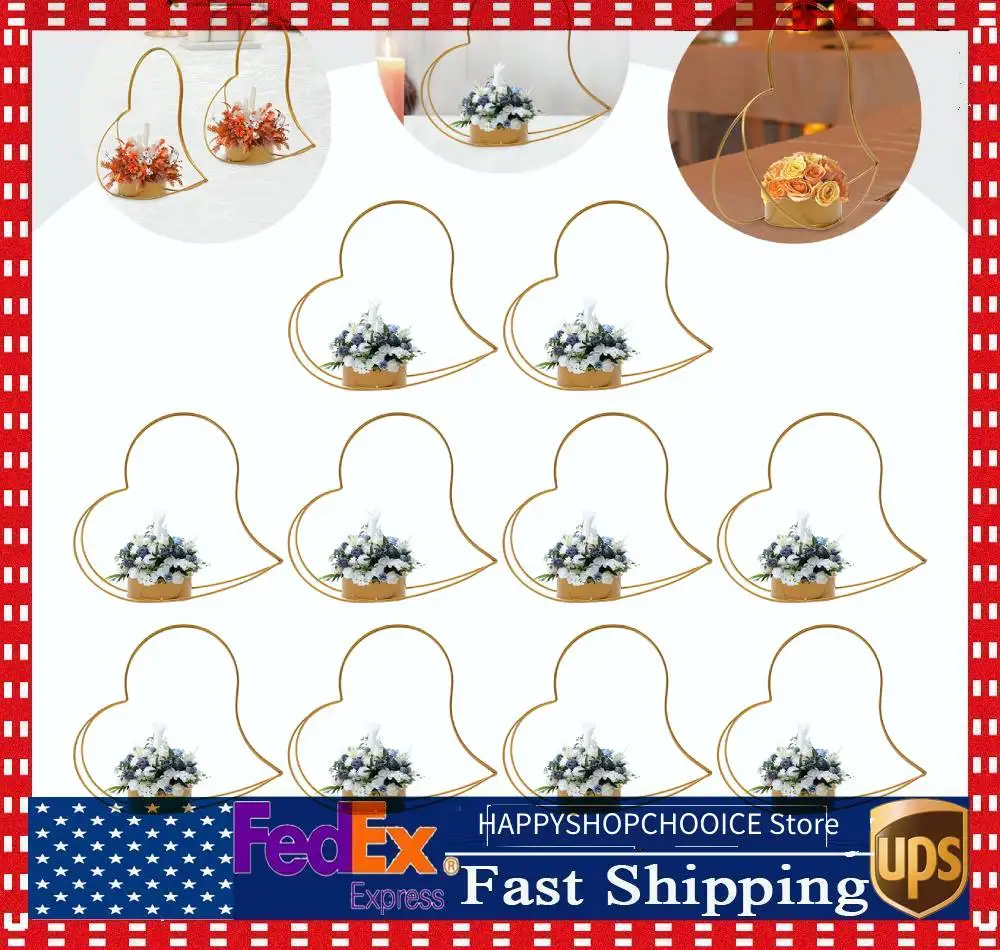 

Набор из 10 металлических геометрических золотых центральных украшений – вазы для свадебного и праздничного декора, украшения для столов