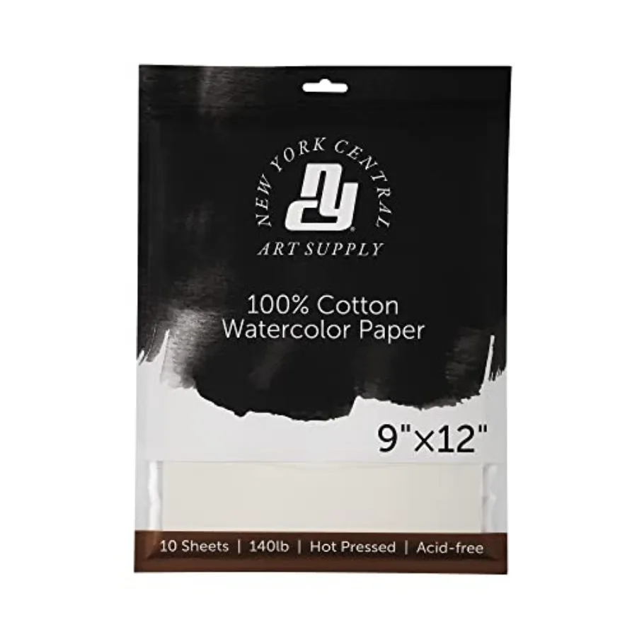 

Бумага для акварели - 9x12 дюймов - 5 пачек по 10 листов - всего 50 листов - 140 фунтов (140 lb) Бумага для горячего прессования - 100% хлопок, бескислотная, архивного качества, ярко-белая W