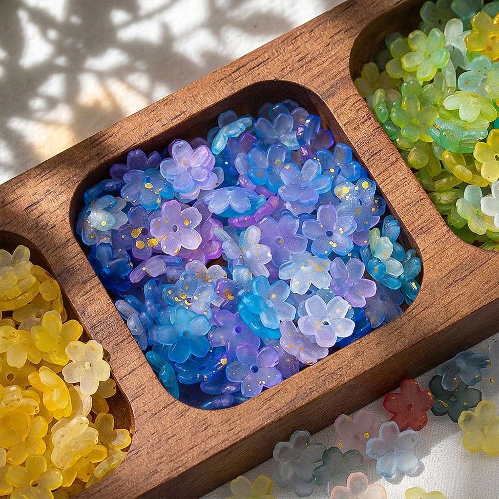 5g Bunte Blumen-Acryl-Abstandshalterperlen, Blumenperlenkappen für DIY-Ohrringe, Halsketten, Schmuckherstellung, Dekoration, Kleidungsperlen – Detail 2