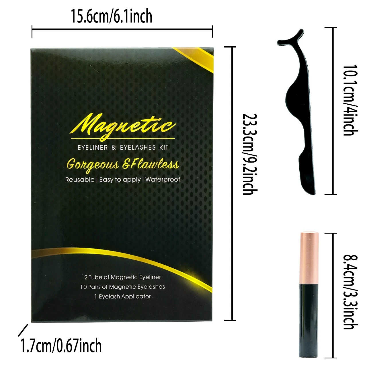 Ten pairs of magnetic eyelashes, reusable, can be applied in just three steps, suitable for beginners, easy to remove.
